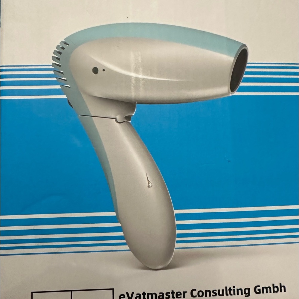 Sleek Silver and Blue Hair Dryer
